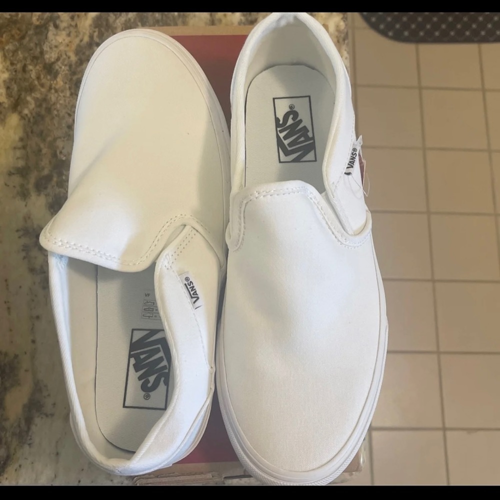 Women’s white slip on vans